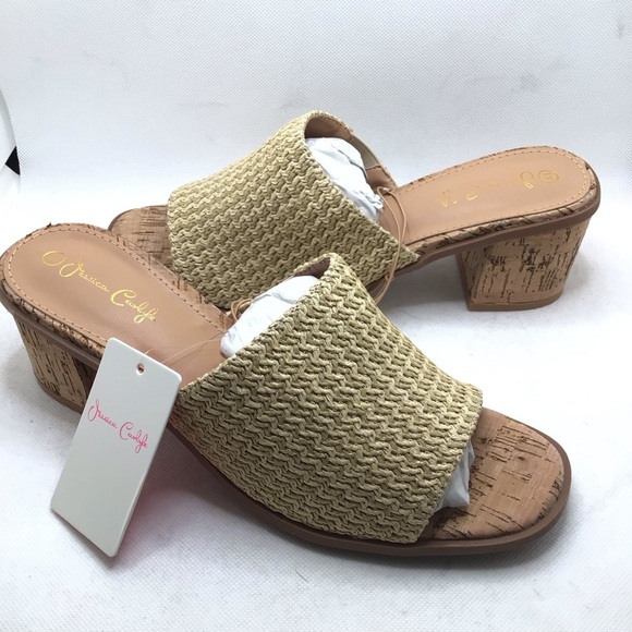 Jessica Carlyle Womens Natural Weave Stacked Heel Open Toe Mule Sandal - Picture 6 of 10